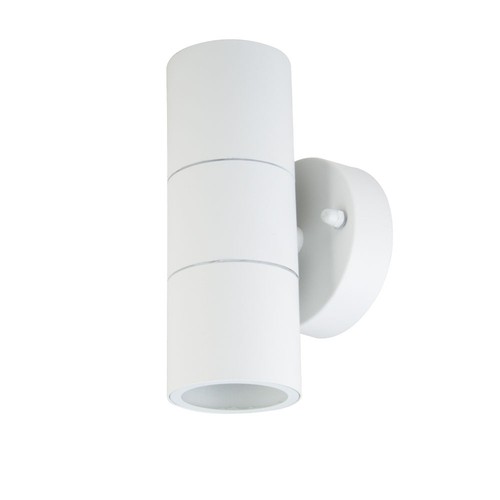 Applique murale GU10 - 2 voies, boîtier en acier inoxydable, IP44, blanc mat