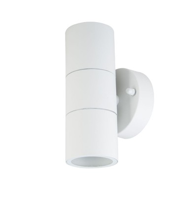 Applique murale GU10 - 2 voies, boîtier en acier inoxydable, IP44, blanc mat