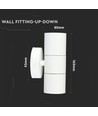 Applique murale GU10 - 2 voies, boîtier en acier inoxydable, IP44, blanc mat