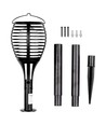 Lampe de jardin solaire de luxe 4-en-1 - Noir, effet flamme, 65 cm de hauteur