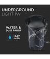 Spot encastrable LED 1W (12V) 6500K - Noir, IP67