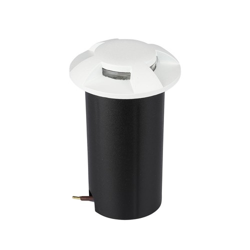 Steplight LED 1W encastrable, 12V - IP67, lumière à 4 voies, blanc froid, Ø6cm, bord blanc