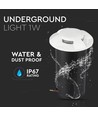 Steplight LED 1W encastrable, 12V - IP67, lumière à 4 voies, blanc froid, Ø6cm, bord blanc