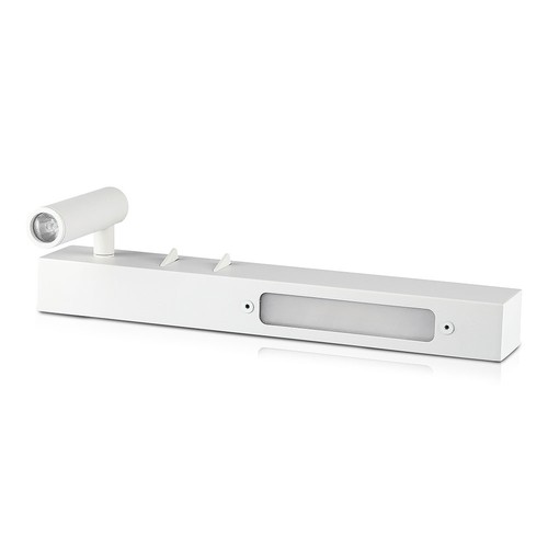 Lampe de chevet LED 3W+3W hôtel - Blanc, 3000K, aluminium, applique murale