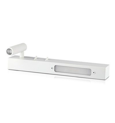 Lampe de chevet LED 3W+3W hôtel - Blanc, 3000K, aluminium, applique murale