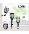 Lampe de jardin solaire de luxe 4-en-1 - Noir, effet flamme, 65 cm de hauteur