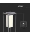 Lampe de jardin solaire 2W avec piquet et détecteur - puce LED Samsung, IP65, 3000K, gris, 50cm de haut