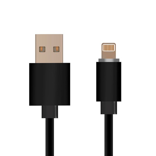 Câble Lightning MFi noir 1,5m - 2A, certifié Apple, design durable