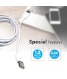 Câble MFI Lightning vers USB 1,5m, 2.4A - Blanc, certifié Apple, flexible et durable