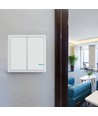 Interrupteur sans fil 2 touches, 1 voie - IP54, blanc, 86x86mm, à piles, portée jusqu'à 600m