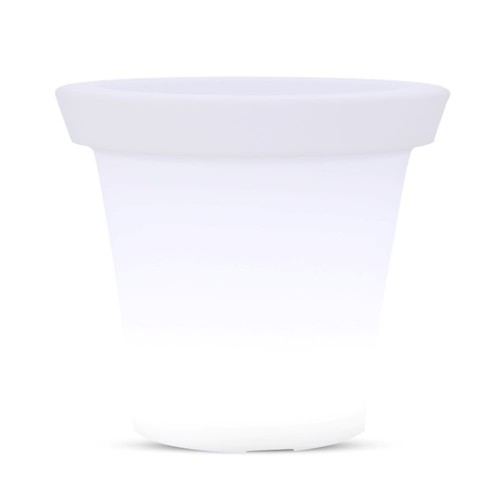 Pot de fleurs LED 36cm avec RGBW - Ø35,5 x 32,5 cm, rechargeable, avec télécommande, corps blanc