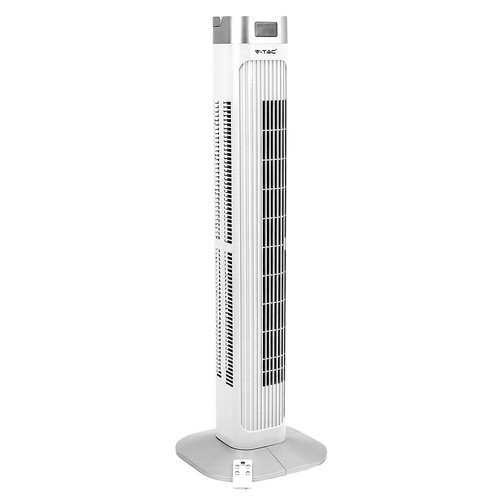 Ventilateur colonne LED 55W, 36" - Blanc, 3 vitesses, télécommande, minuterie, oscillation, affichage de la température