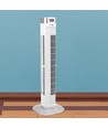 Ventilateur colonne LED 55W, 36" - Blanc, 3 vitesses, télécommande, minuterie, oscillation, affichage de la température