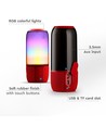 Haut-parleur Bluetooth portable 6W avec lumière LED - Rouge, batterie 1800mAh, USB/TF/AUX, 5V DC