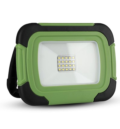 Projecteur LED rechargeable 10W - Samsung LED chip, IP44, flash SOS, sortie USB, vert/noir