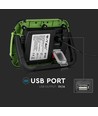 Projecteur LED rechargeable 10W - Samsung LED chip, IP44, flash SOS, sortie USB, vert/noir