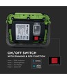 Projecteur LED rechargeable 10W - Samsung LED chip, IP44, flash SOS, sortie USB, vert/noir