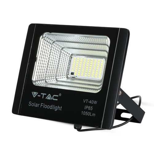 Projecteur solaire LED 40W - 1050lm, IP65, avec panneau solaire et télécommande, 4000K
