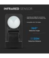 Détecteur de mouvement infrarouge, noir - 360°, IP65, portée jusqu'à 20m, max 1000W LED