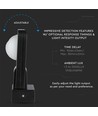 Détecteur de mouvement infrarouge, noir - 360°, IP65, portée jusqu'à 20m, max 1000W LED
