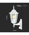 Applique murale blanche V-Tac avec capteur - IP44 extérieur, douille E27, sans source lumineuse