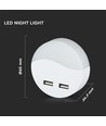 Veilleuse 0,45W avec USB - Ronde, 3000K, Allumage automatique à l'obscurité, Puce LED Samsung