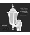 Applique murale blanche V-Tac avec capteur - IP44 extérieur, douille E27, sans source lumineuse