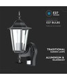 Applique murale E27 avec capteur - IP44 extérieur, noir, sans source lumineuse