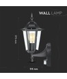 Applique murale E27 avec capteur - IP44 extérieur, noir, sans source lumineuse