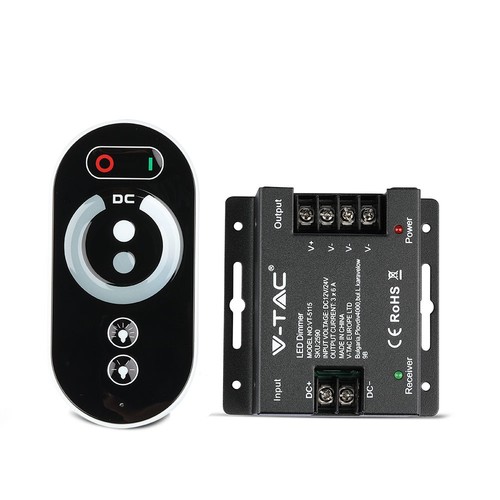 Variateur LED RF avec télécommande tactile, 12V/24V - 3 canaux, 18A, noir, pour rubans LED