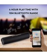 Enceinte Bluetooth portable avec finition tissu - 2x3W, noir, radio FM, USB/TF, TWS, rechargeable, 39,4cm de long