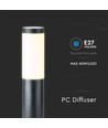 Lampe de jardin V-Tac grise, inoxydable - 80 cm, IP44 extérieur, douille E27, sans source lumineuse