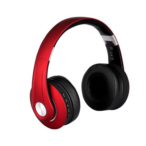 Casque sans fil Bluetooth - Rouge, jusqu'à 12 heures d'autonomie, entrée Micro SD et AUX