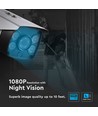 Caméra de sécurité IP 1080P, 12V - Vision nocturne Full Color, IP65, détecteur de mouvement, ONVIF