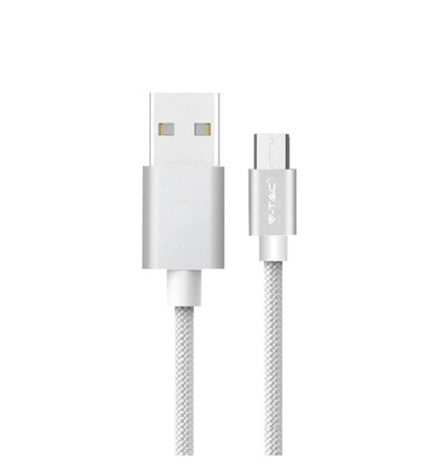 Câble Micro USB 1m - Nylon tressé, Argent, Série Platinum