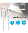 Câble Micro USB 1m - Nylon tressé, Argent, Série Platinum