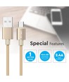 MicroUSB 1m câble en tissu - Or, microUSB vers USB-A