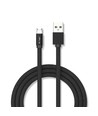 MicroUSB câble 1m noir - Tissu en coton, MicroUSB vers USB-A