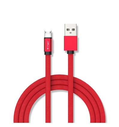 MicroUSB câble 1m rouge - Tissu en coton, MicroUSB vers USB-A
