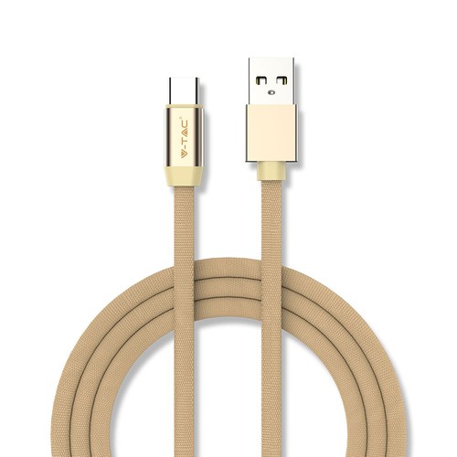 Câble USB Type-C 1m en or - Ruby Series, tresse en coton, USB-C vers USB-A