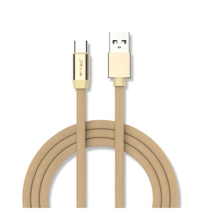 Câble USB Type-C 1m en or - Ruby Series, tresse en coton, USB-C vers USB-A