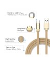 Câble USB Type-C 1m en or - Ruby Series, tresse en coton, USB-C vers USB-A
