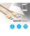Câble USB Type-C 1m en or - Ruby Series, tresse en coton, USB-C vers USB-A