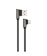 Câble Micro USB 1m Type-L, 2.4A - Black Diamond Series, noir, coton tissé
