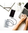 Câble Micro USB 1m Type-L, 2.4A - Black Diamond Series, noir, coton tissé