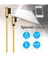 Câble Micro USB 1m Type-L, Or - 2.4A, Diamond Series, coton tissé