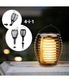 Lampe de jardin solaire de luxe 4-en-1 - Noir, effet flamme, 65 cm de hauteur