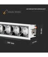 Spot LED encastrable rectangulaire 20W, RA90 - Samsung LED chip, blanc, coupe : 200x45 mm, 5700K