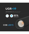 Suspension magnétique pour rail 15W, 24V - 4000K, IP20, noir, 36 degrés, suspension linéaire magnétique