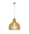 Suspension en bois Ø35cm avec détails chromés - Douille E27, ronde, H45cm, plafonnier décoratif